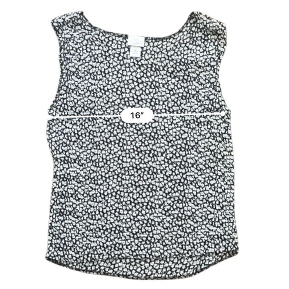 Kim Rogers casual accordion style top shirt MP white black abstract  sleeveless - Picture 9 of 10